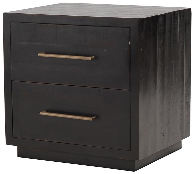 Four Hands Hadley Suki 2 Drawer Nightstand in Burnished Black Malouf